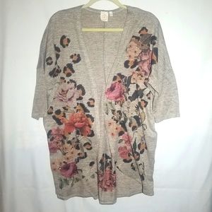 Cardagan,women's  beige cheetah print,size L